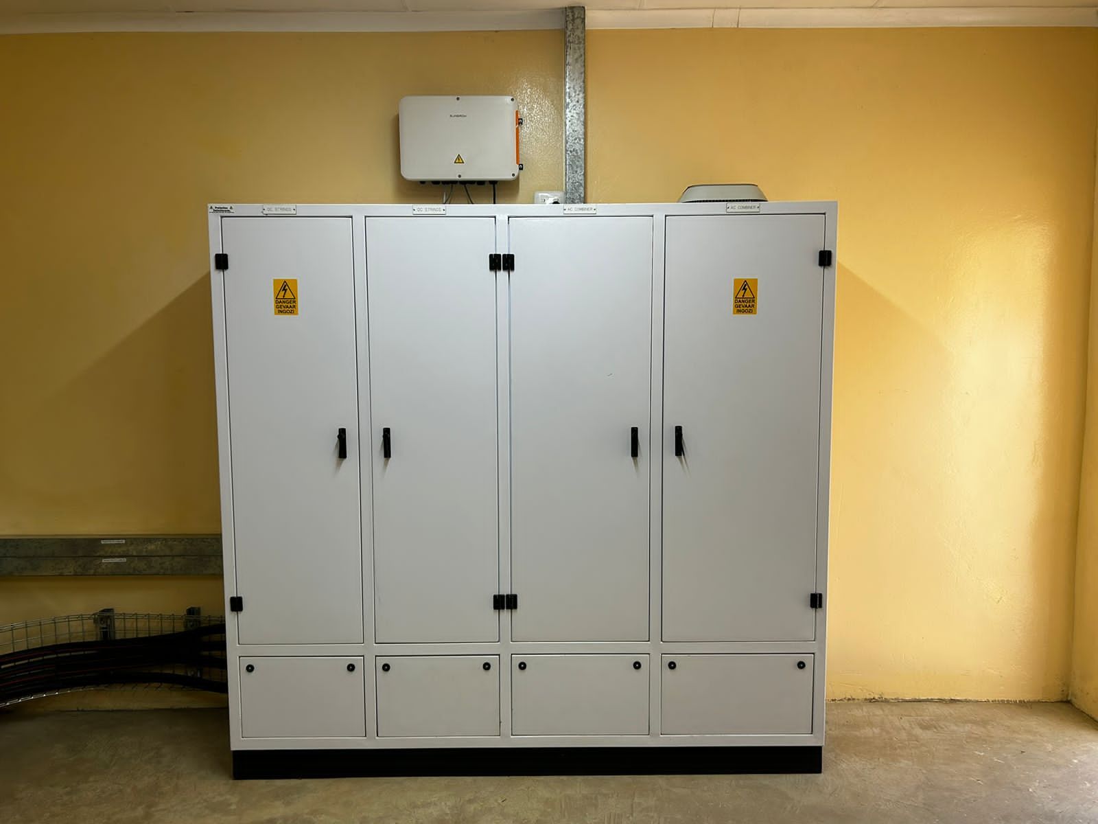Main distribution cabinets with cable tray below